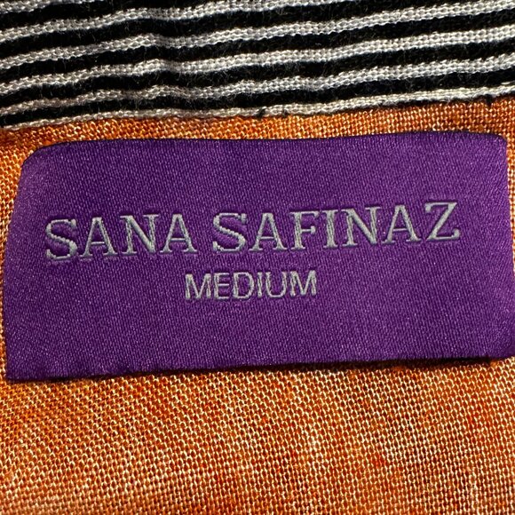 Luxurious! SANA SAFINAZ Kaftan in Orange & Black Viscose Size Medium - Picture 4 of 11